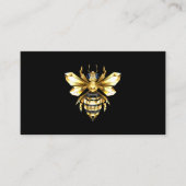 Faux Gold Foil Logo Bee Polygonaal op Zwart Contactkaartje (Voorkant)
