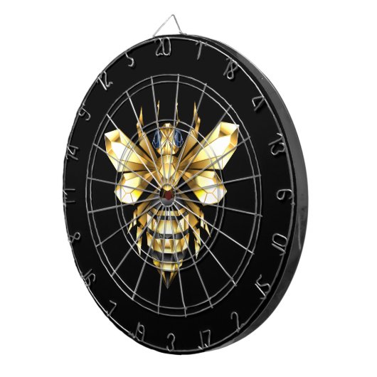 Faux Gold Foil Logo Bee Polygonaal op Zwart Dartbord (Voorkant Rechts)