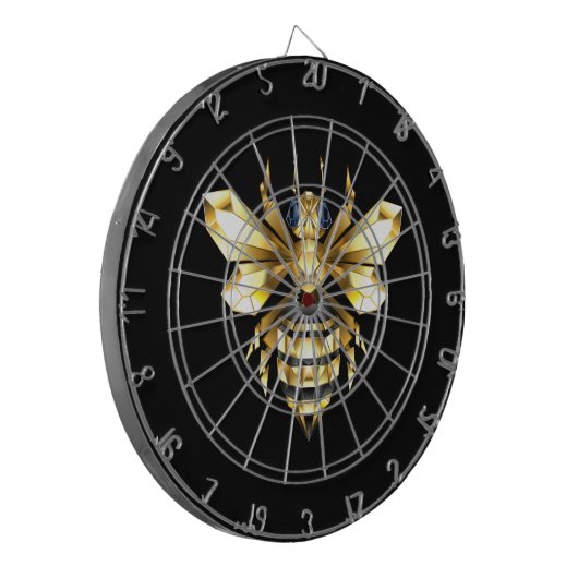 Faux Gold Foil Logo Bee Polygonaal op Zwart Dartbord (Voorkant Links)