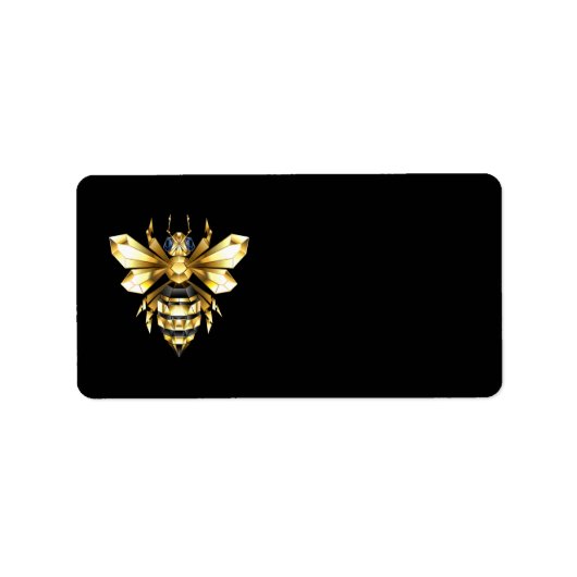 Faux Gold Foil Logo Bee Polygonaal op Zwart Etiket (Voorkant)
