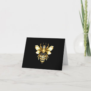 Faux Gold Foil Logo Bee Polygonaal op Zwart Feestdagen Kaart