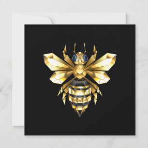 Faux Gold Foil Logo Bee Polygonaal op Zwart Feestdagenkaart