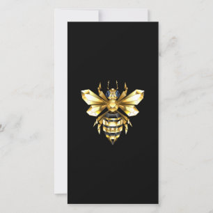 Faux Gold Foil Logo Bee Polygonaal op Zwart Feestdagenkaart