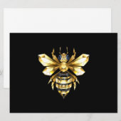 Faux Gold Foil Logo Bee Polygonaal op Zwart Feestdagenkaart (Voorkant / Achterkant)