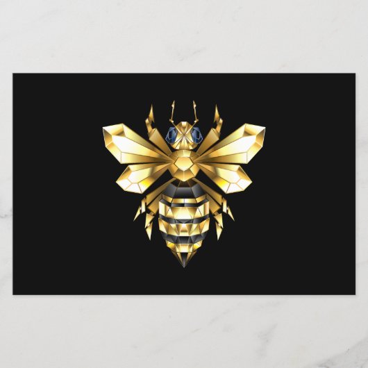 Faux Gold Foil Logo Bee Polygonaal op Zwart Flyer (Voorkant)