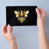 Faux Gold Foil Logo Bee Polygonaal op Zwart Flyer (Hand)