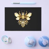 Faux Gold Foil Logo Bee Polygonaal op Zwart Flyer (Enkel)