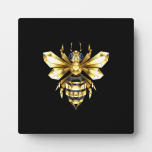 Faux Gold Foil Logo Bee Polygonaal op Zwart Fotoplaat