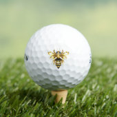 Faux Gold Foil Logo Bee Polygonaal op Zwart Golfballen (Insitu Shirt)