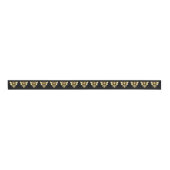 Faux Gold Foil Logo Bee Polygonaal op Zwart Grosgrain Lint (Voorkant)