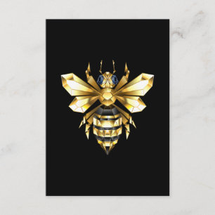 Faux Gold Foil Logo Bee Polygonaal op Zwart Informatiekaartje