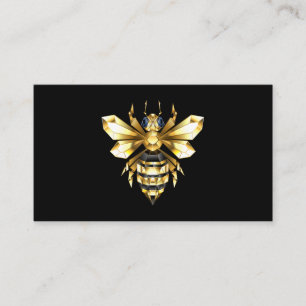 Faux Gold Foil Logo Bee Polygonaal op Zwart Informatiekaartje
