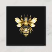 Faux Gold Foil Logo Bee Polygonaal op Zwart Informatiekaartje (Voorkant)