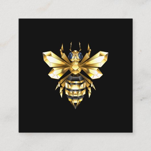 Faux Gold Foil Logo Bee Polygonaal op Zwart Informatiekaartje (Voorkant)