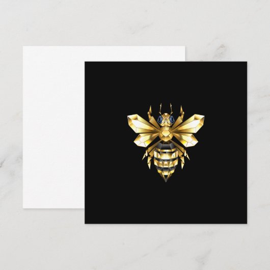 Faux Gold Foil Logo Bee Polygonaal op Zwart Kaart (Voorkant / Achterkant)