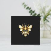 Faux Gold Foil Logo Bee Polygonaal op Zwart Kaart (Staand voorkant)