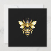 Faux Gold Foil Logo Bee Polygonaal op Zwart Kaart (Voorkant)