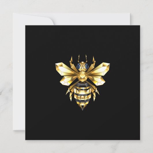 Faux Gold Foil Logo Bee Polygonaal op Zwart Kaart (Voorkant)