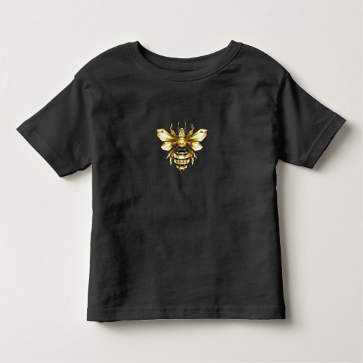 Faux Gold Foil Logo Bee Polygonaal op Zwart Kinder Shirts (Voorkant)