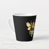 Faux Gold Foil Logo Bee Polygonaal op Zwart Latte Mok (Linkerhoek)