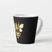 Faux Gold Foil Logo Bee Polygonaal op Zwart Latte Mok (Rechterhoek)