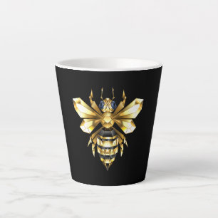 Faux Gold Foil Logo Bee Polygonaal op Zwart Latte Mok
