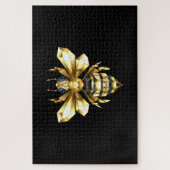 Faux Gold Foil Logo Bee Polygonaal op Zwart Legpuzzel (Verticaal)