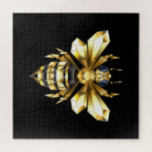 Faux Gold Foil Logo Bee Polygonaal op Zwart Legpuzzel (Horizontaal)
