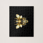 Faux Gold Foil Logo Bee Polygonaal op Zwart Legpuzzel (Verticaal)