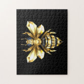 Faux Gold Foil Logo Bee Polygonaal op Zwart Legpuzzel (Verticaal)
