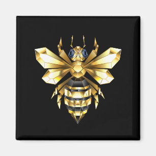 Faux Gold Foil Logo Bee Polygonaal op Zwart Magneet