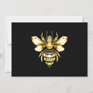 Faux Gold Foil Logo Bee Polygonaal op Zwart Magnetische Uitnodiging