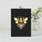 Faux Gold Foil Logo Bee Polygonaal op Zwart Menu (Staand voorkant)