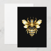 Faux Gold Foil Logo Bee Polygonaal op Zwart Menu (Voorkant / Achterkant)