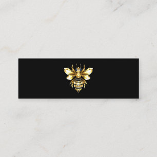Faux Gold Foil Logo Bee Polygonaal op Zwart Mini Visitekaartje