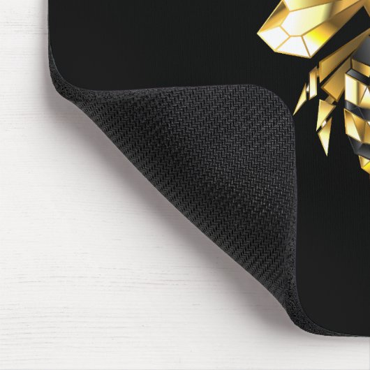Faux Gold Foil Logo Bee Polygonaal op Zwart Muismat (Hoek)
