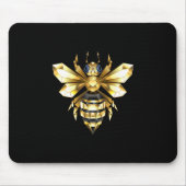Faux Gold Foil Logo Bee Polygonaal op Zwart Muismat (Voorkant)