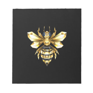 Faux Gold Foil Logo Bee Polygonaal op Zwart Notitieblok