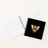 Faux Gold Foil Logo Bee Polygonaal op Zwart Notitieboek (Binnen)