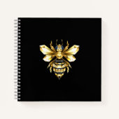 Faux Gold Foil Logo Bee Polygonaal op Zwart Notitieboek (Voorkant)