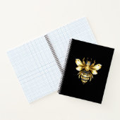 Faux Gold Foil Logo Bee Polygonaal op Zwart Notitieboek (Binnen)