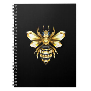 Faux Gold Foil Logo Bee Polygonaal op Zwart Notitieboek