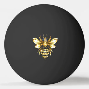 Faux Gold Foil Logo Bee Polygonaal op Zwart Pingpongbal