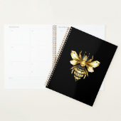 Faux Gold Foil Logo Bee Polygonaal op Zwart Planner (Display)