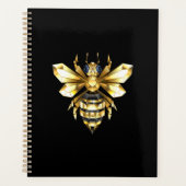 Faux Gold Foil Logo Bee Polygonaal op Zwart Planner (Voorkant)