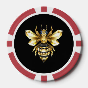 Faux Gold Foil Logo Bee Polygonaal op Zwart Poker Chips