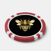 Faux Gold Foil Logo Bee Polygonaal op Zwart Poker Chips (Enkel)