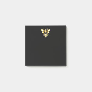 Faux Gold Foil Logo Bee Polygonaal op Zwart Post-it® Notes