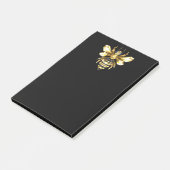 Faux Gold Foil Logo Bee Polygonaal op Zwart Post-it® Notes (Schuin)