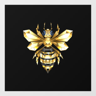 Faux Gold Foil Logo Bee Polygonaal op Zwart Raamsticker